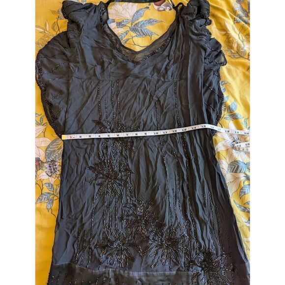 VTG Karen Millen 20s style 8 Black  Silk Eveningwear Dress Beaded Embellished - Picture 6 of 11